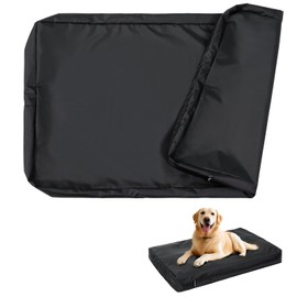 Large Waterproof Dog Bed Replacement Cover, Easy to Clean Pet Dog Crate Pad Duvet, Long Zipper Open, Oxford Fabric Slick Look, 40”Lx27”Wx4”H - Black