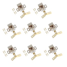 TERF® Heavy Duty Double Roller Catch Latch Electro Brass Furniture Lock Including Fixing Screw for Cabinet Kitchen Bathroom Cupboards Wardrobes Drawer Door - Pack of 8