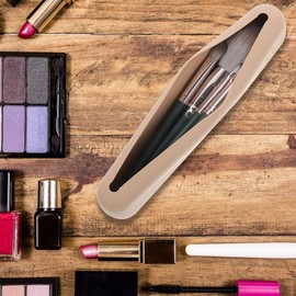 Beavorty Travel Makeup Brush Holder & Makeup Sponge Holder, 2Pcs Silicon Beauty Make Up Case, Small Makeup Brush Purse