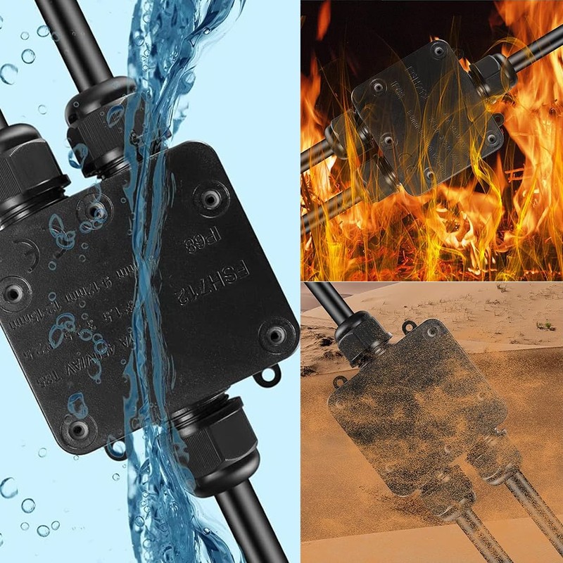 IP68 Waterproof Junction Box 3-Way Line M25 Outdoor Cable Connectors