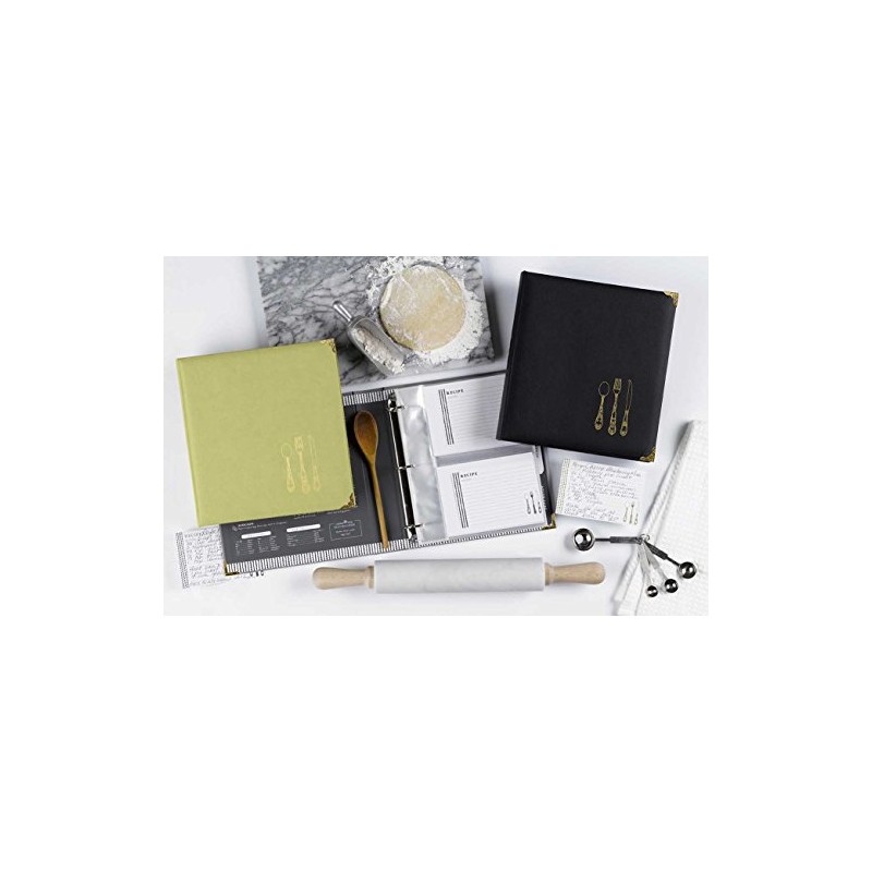 C.R. Gibson Black and Gold Faux Leather Recipe Book With