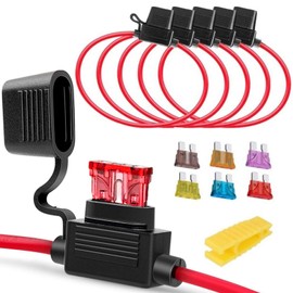 DENGUJD Fuse Holder, Fuse Box, Fuse Clip, Flat Type, Waterproof, Dustproof, Waterproof, 6 Blade Fuses (3A, 5A, 7.5A, 10A, 15A, 20A)