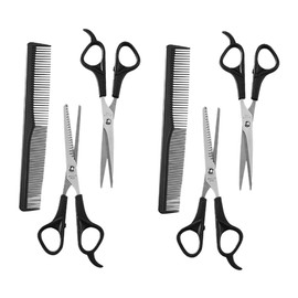 Mikinona 2 Sets Barbers Shears Scissors Comb Hair Salon Cutter Haircut Scissor Hair Styling Tools Black