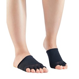 Knitido Dr Foot Hallux Valgus Bunion Support Open Toe Socks, Black (001)