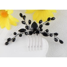 Alilang Bride Wedding Hair Combs Black Crystal Rhinestone Bridal Headpieces Hair Accessories