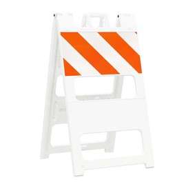 Plasticade All-Plastic A-Frame Type 1 Barricade (12" Top) - Engineer Grade Reflective Sheeting, Durable, High-Visibility Traffic Control Solution with Built-in Handle, and Click Lock Hinges