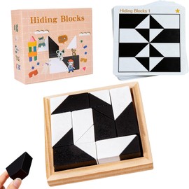 Hide Blocks, Hide Blocks, Puzzle Toy, Wooden Puzzle, 40 Topic Cards, 80 Questions, Educational Toy, Brain Training, Educational Toy, For Children, Hiding Building Blocks, Thinking Skills, Spatial