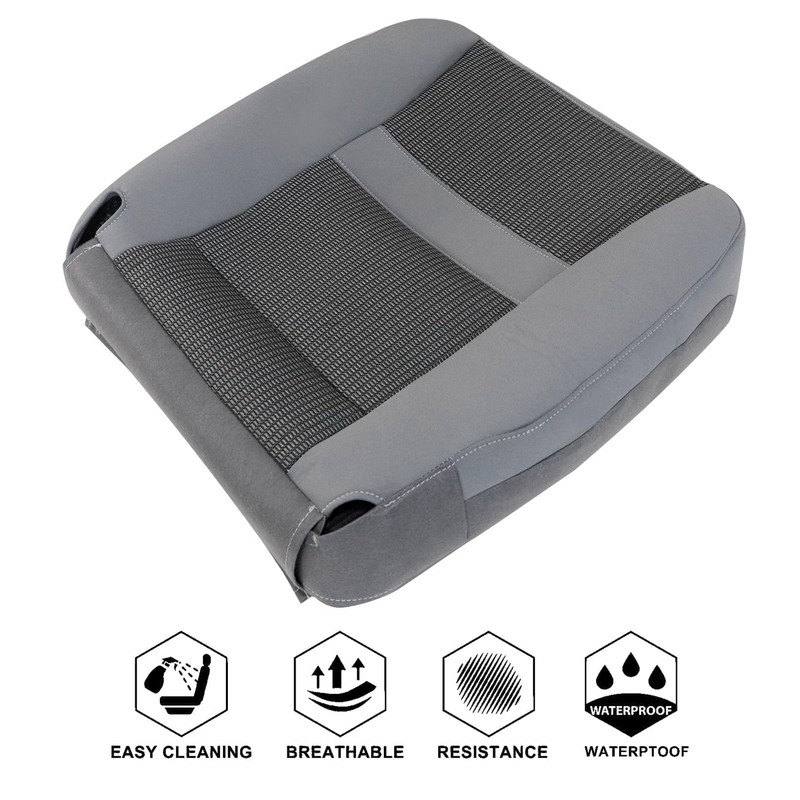 NLQR Cloth Gray Front Driver Side Bottom Replacement Seat Covers