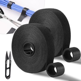 2pcs Bridas Reutilizables para Cables,Ajustables de Nylon Sujetacables Reutilizables de 20m x 1.2cm, Bridas Negras para Organizador Management de Cables para Oficina, Hogar, Jardín y Más