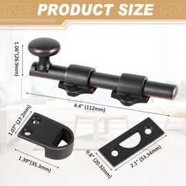 Tandefio 2 Pcs Dutch Door Bolt 4 Inch Heavy Duty Solid Brass Slide Bolt Latch Door Hardware Locks, Attic Latch for Dutch Sliding Barn(Bronze)