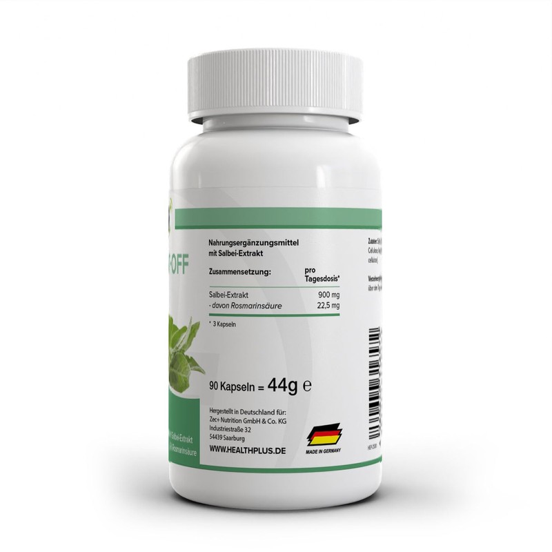 Health+ Sweat Off - 90 Capsules Sage Extract with a