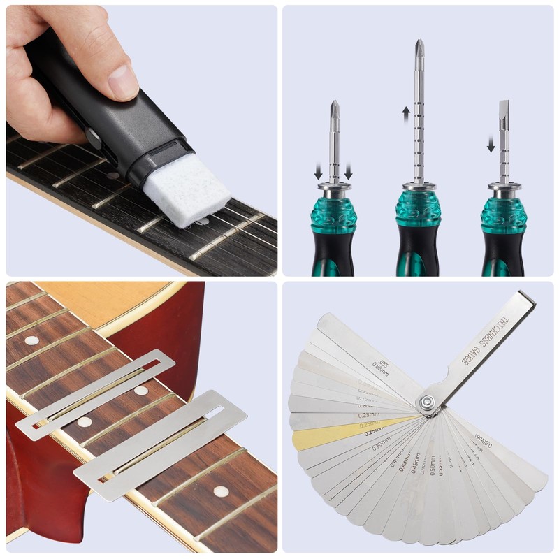 72Pcs Guitar Tool Kit, Guitar Repair Kit, Guitar Setup Kit,