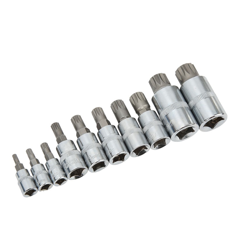 10PCS Triple Square Spline Bit Socket Set Low Wear Accurate