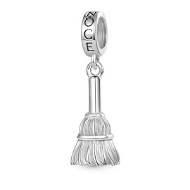 GNOCE Witch Broomstick Pendant Charm Sterling Silver Witch Broomstick Dangle Charm Fit Bracelet/Necklace for Women Wife/Jewelry Gift