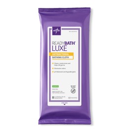 Medlind ReadyBath LUXE (8 Wipes/1 Pack), Scented, Extra Thick Adult Bath Wipes, No Rinse Formula with Aloe, Shower Wipes for Sensitive Skin, Hypoallergenic & Alcohol-Free Body Wash Wipes, 8 x 8 Inch