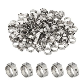 PATIKIL 3/8 Inch PEX Crimp Rings, 120 Pack Single Ear Hose Clamps Stainless Steel Cinch Crimp Ring Pinch Clamps for Pex Tubing Pipe Fitting Connections, Silver