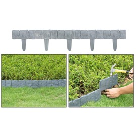 Gardenised Cobbled Stone Outdoor Lawn Edging Gate 10pk Interlocking Stakes