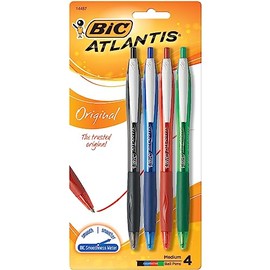 BIC Glide Retractable Ballpoint Pens, Medium Point (1.0 mm), Assorted colours, 4-Count Pack, Ultra Smooth Writing Pens