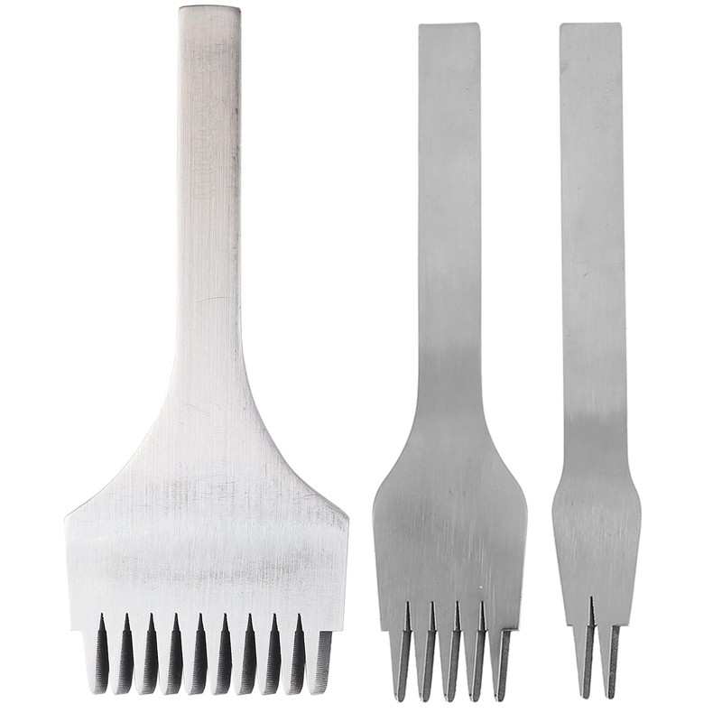 3pcs Steel Leather Chisel Hole Punching 2+5+10 Prong DIY Hand