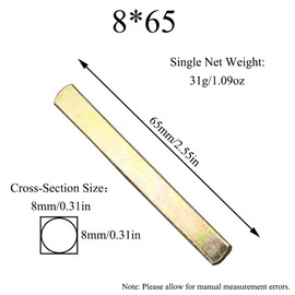 8 mm x 75mm Door Handle Spindle Plain Bar Square Solid Steel Spindles Lock Cylinder Accessories for Windows UPVC and Door Handles Knob