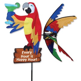 Premier Designs 33 in. Island Parrot Outdoor Lawn & Garden Wind Spinner Every Hour is Happy Hour