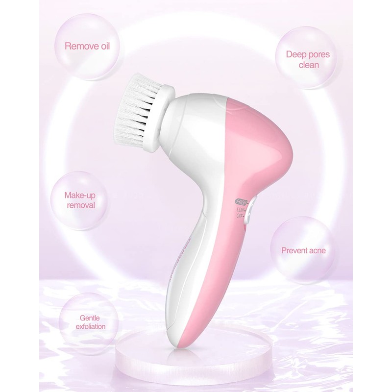 Electric Facial Cleansing Brush for Women, 3-in-1 Face Cleanser and