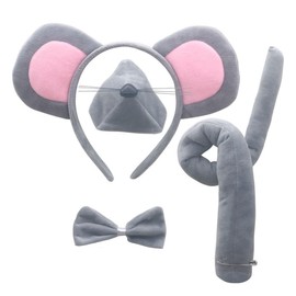 Joizomou Mouse Costume Accessory Set- Mouse Ears Headband Tail Nose and Bow Tie Set