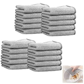 20 Pcs Smart Scrubs - Non-scratch Scouring Cloths,smart Scrubs, Non Scratch Scourers, New Steel Wire Dish Towel for Wet and Dry Wire Dishcloth for Dishes Sinks Counters Tops of Stoves