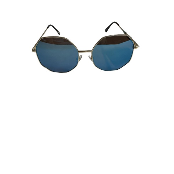 Foster Grant Caliblue Hexagonal Sunglasses with Blue Mirrored Lenses, Gold