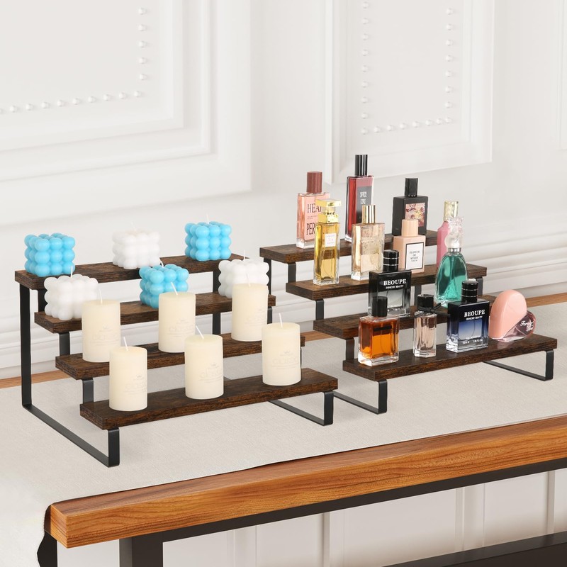 YINMIT Wooden Display Riser Stand, Tiered Perfume and Cologne Organizer