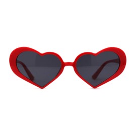 Retro Trendy Hippie Heart Shape Plastic Sunglasses Red Black