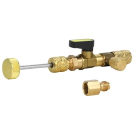 QWORK HVAC Valve Core Remover/Installer Tool - Dual Size SAE 1/4" & 5/16" Ports, Compatible with R22, R410a, R134, R32 Air Conditioning Systems