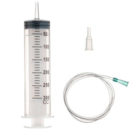 300 ml Large Syringe with Hose for Scientific Laboratories, Garden Watering, Industrial (1, 300 ml)