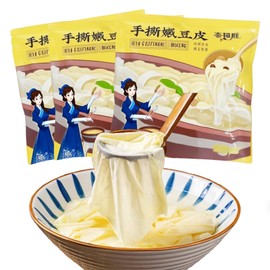 Handmade Sliced Tender Tofu Skin, 3 Pack Soybeans Skin for Hot Pot & Salads, 240G (8.49oz)