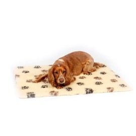Danish Design Sherpa Fleece Beige/Brown Paw Print Dog/Puppy Fleece 75 x 50 cm