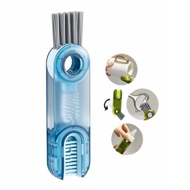 3 in 1 Multifunctional Cleaning Brush Tiny Bottle Cup Lid Brush Straw Cleaner Tools Multi-Functional Crevice Cleaning Brush Home Kitchen Cleaning Tools-1PC Blue