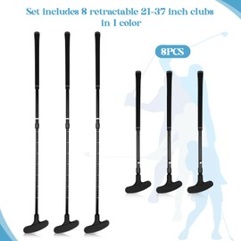 Leyndo 8 Pack Golf putters for Men and Women Two Way Mini Golf Putter Adjustable Length Right or Left Handed Golfers Kids Clubs Set for Teenagers Junior Adult(Black)