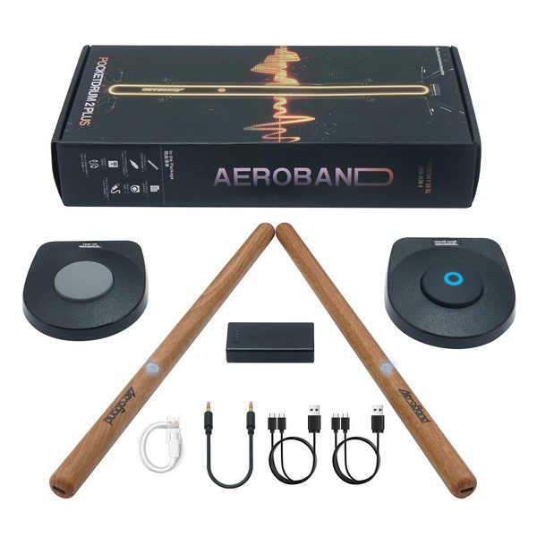 AeroBand PocketDrum 2 Plus Electric Air Drum Set Air Drum Sticks, Air Drum with Drumsticks, Pedals, Bluetooth and 8 Sounds, USB MIDI Function, Electronic Drum Set for Adults, Kids, Gift
