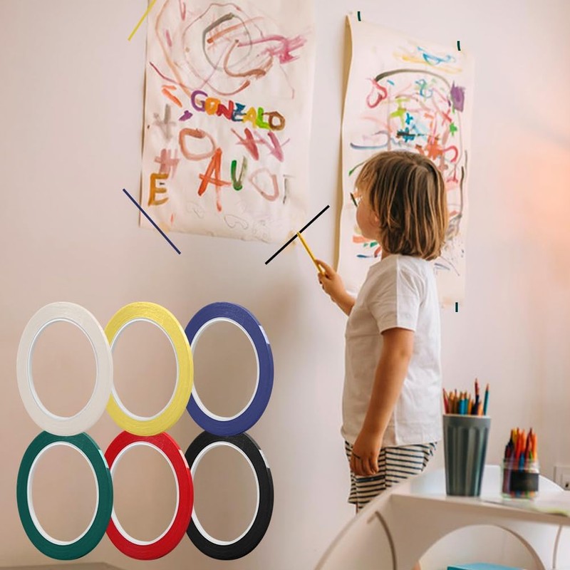 SSHUIKKAI 6 Rolls of Whiteboard Tape, Marking Tape, Colourful Tape,