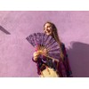 VON LILIENFELD Fan Carmen Hand-Klapped Battenburg Lace Bamboo Sticks Decorative