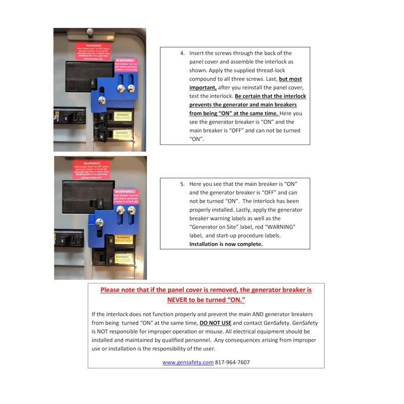 GenSafety Generator Interlock Kit SQD100A for Square D Homeline 100
