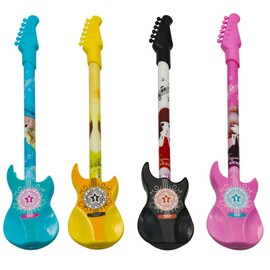 Maydahui 24 PCS Cartoon Guitar Shaped Rollerball Gel Pens Cute Kawaii Music Pen Novelty Pens Black Ink for School Party Office