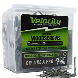 Velocity Exterior 3 Inch Wood Screws and T25 Torx Bits (Size #10) – Stick Tight Technology, Made with Carbon Steel, Includes Hexstix Bit & Storage Organizer Fence Screws for Wood (325 Pieces)