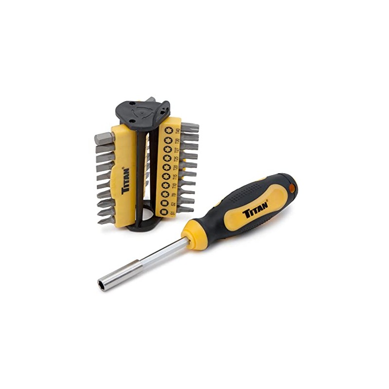Titan 16068 31-Piece Multi-Bit Screwdriver Set | Slotted, Hex, Phillips,