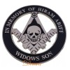 Masonic Widows Sons Mason IN MEMORY OF HIRAM ABIFE Black Silver Car Auto Emblem
