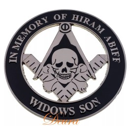 Masonic Widows Sons Mason IN MEMORY OF HIRAM ABIFE Black Silver Car Auto Emblem