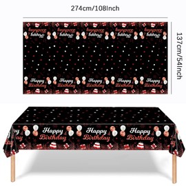 MRJ Black Party Supplies 3 Pack Red and Black Stars Happy Birthday Tablecloths - Perfect Decorations for Kids' Birthday Parties and Baby Showers (54"x108"