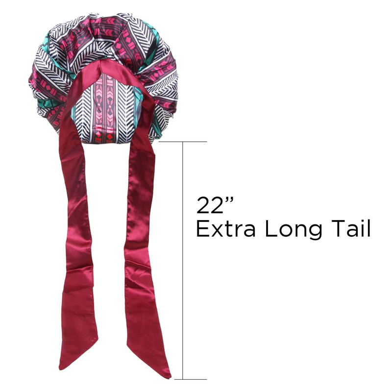 DONNA Large, Extra Large Adjustable Tie Satin Bonnet Sleep Cap