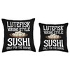 Lutefisk Christmas Fish Original Viking Sushi Funny Lutefisk Throw Pillow