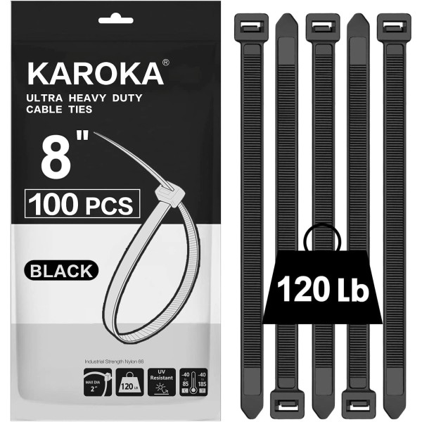UNRANDED 100 Pieces 8 inch Heavy Duty Zip Ties with